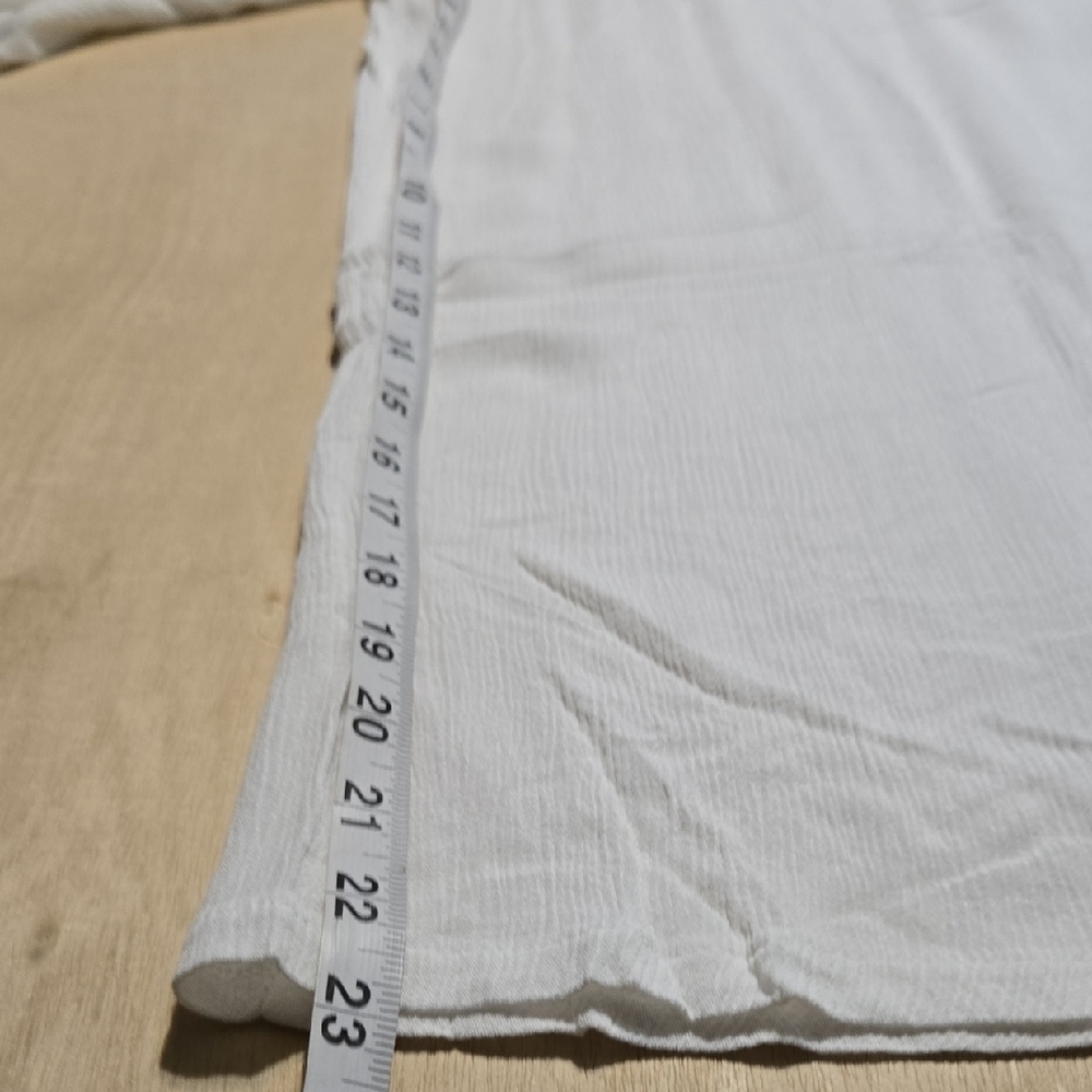 102 NWT Zenana White Woven Crepe Elastic Band Wide-Leg Pants Pockets Sm Md Lg XL - Picture 6 of 9